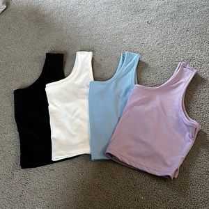 Four ribbed crop tank tops